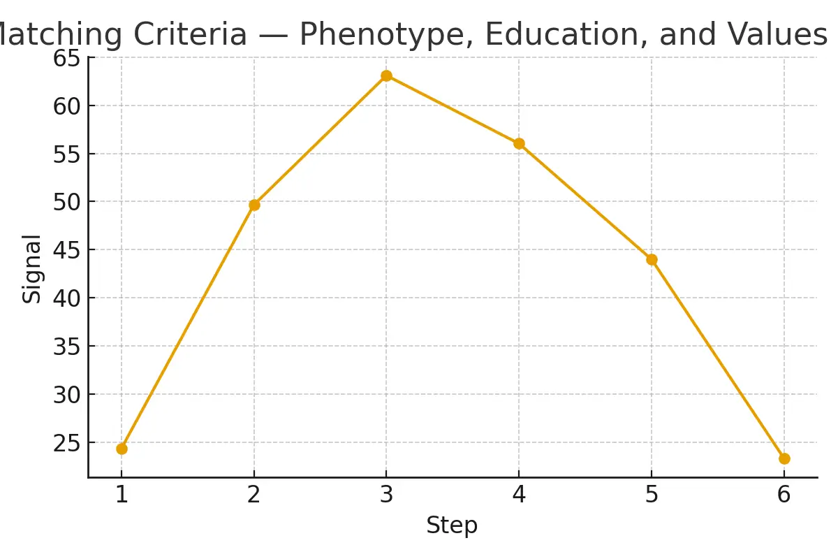 Matching Criteria — Phenotype, Education, and Values — illustrative.