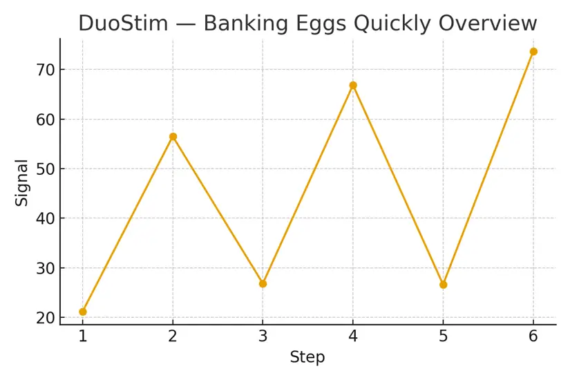 DuoStim — Banking Eggs Quickly — illustrative.