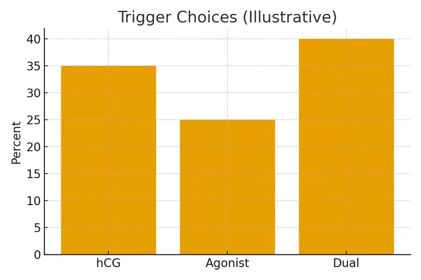 Trigger Choices — hCG, Agonist, or Dual — illustrative.