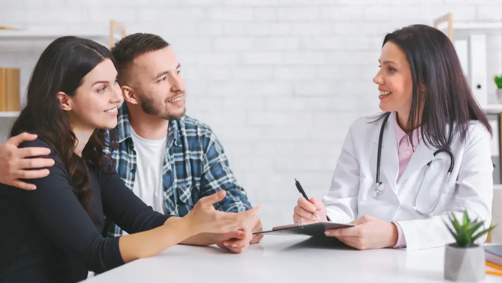 Illustration showing the complete surrogacy journey with full-service support, including surrogate matching, legal guidance, medical coordination, case management, pregnancy support, and birth planning for intended parents.